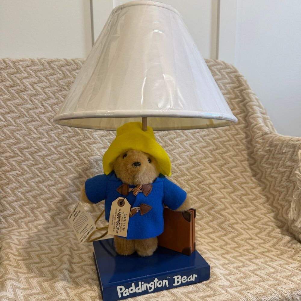 Vintage 1993 Paddington Bear Eden Toys Plush Nursery Lamp Decor